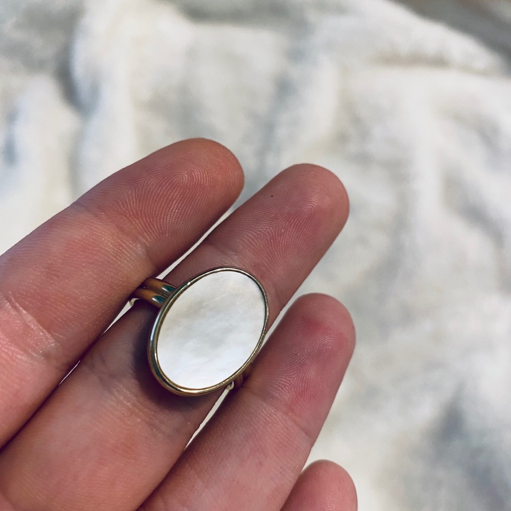 Ana Luisa oval stone ring on Mara Pearl